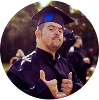 Disabled person graduating